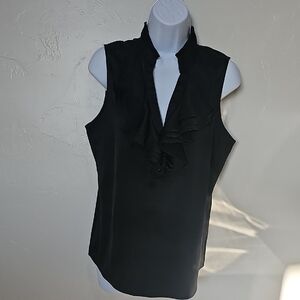 New York & Company Black Ruffled Sleeveless Blouse